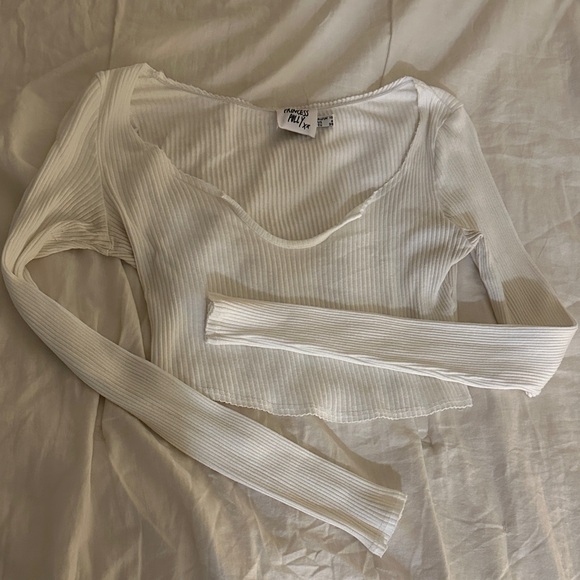 Princess Polly white Ribbed Crop Top - Picture 3 of 3